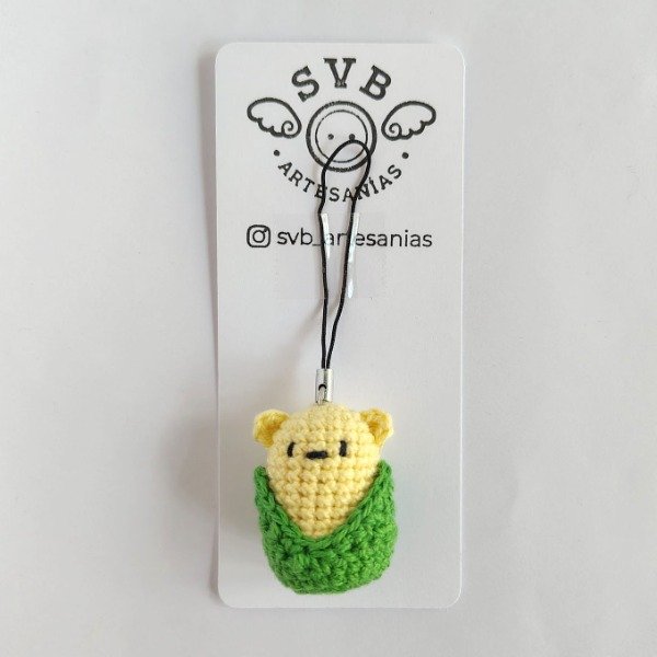 Producto - Colgante para celular osito maiz tejido amigurumi