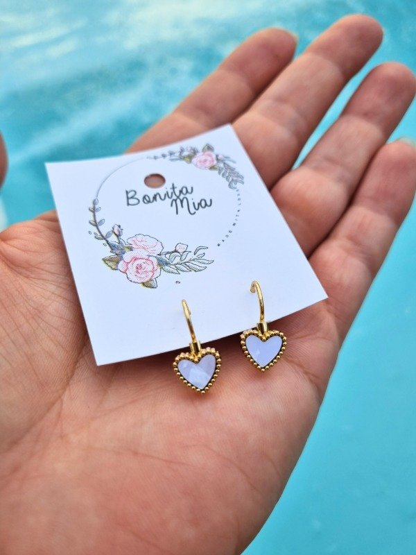 Producto - AROS AD CORAZON ESMALTADO BLANCO