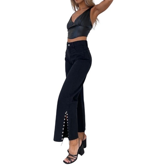Producto - Wideleg tajo tachas black