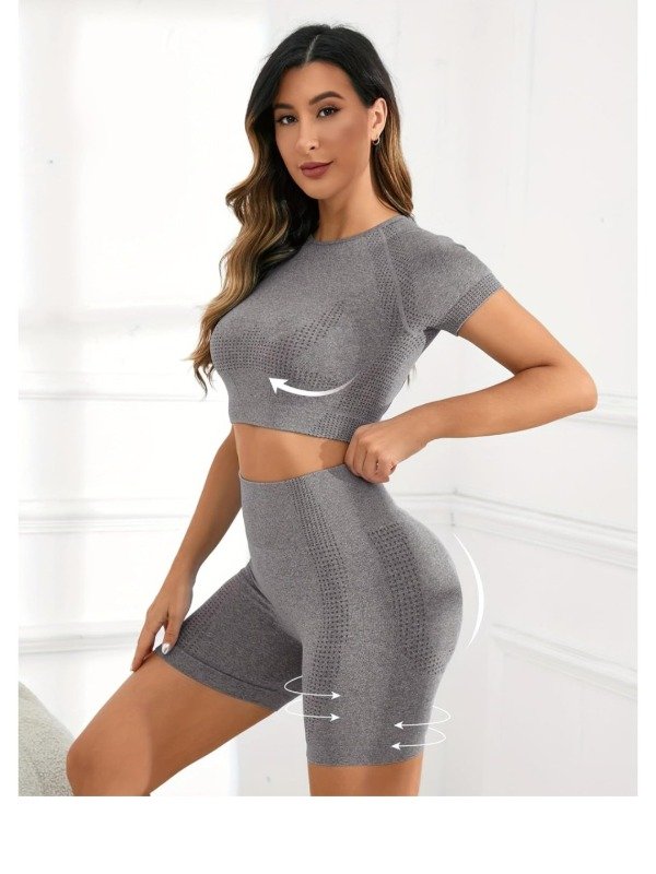 Producto - Conjunto Deportivo Seamless Gris Melange