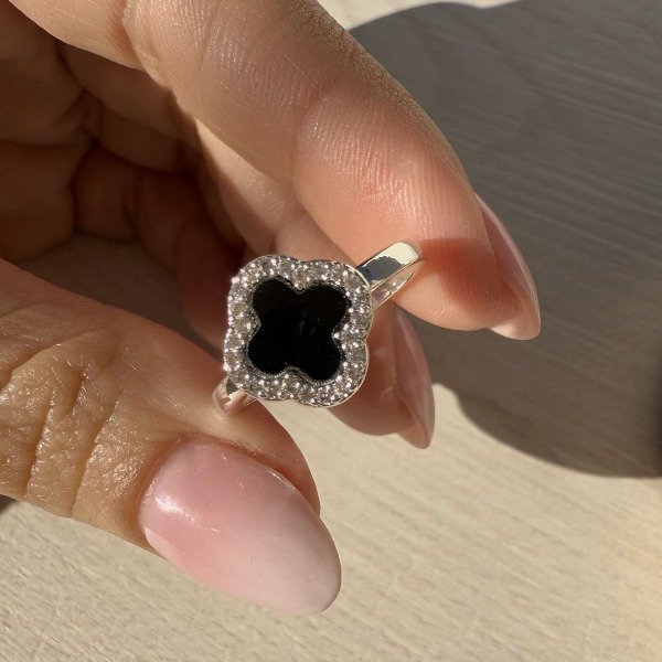 Producto - Anillo Acero Blanco Premium Van Cleef Big Black