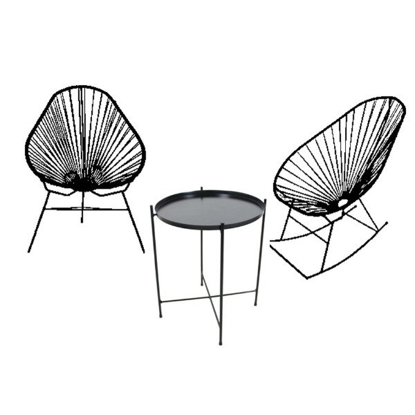 Producto - Juego de muebles jardín (1 silla acapulco + 1 mecedora + mesa)