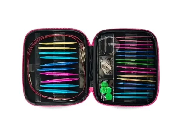 Producto - ESTUCHE KIT DE AGUJAS CIRCULARES INTERCAMBIABLES DE ALUMINIO