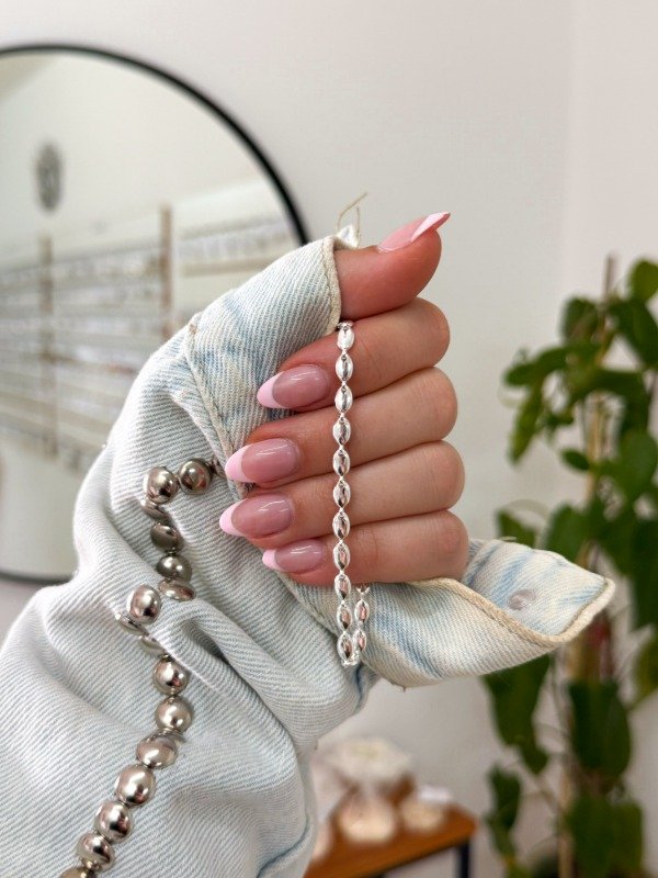 Producto - Pulsera acero blanco óvalos