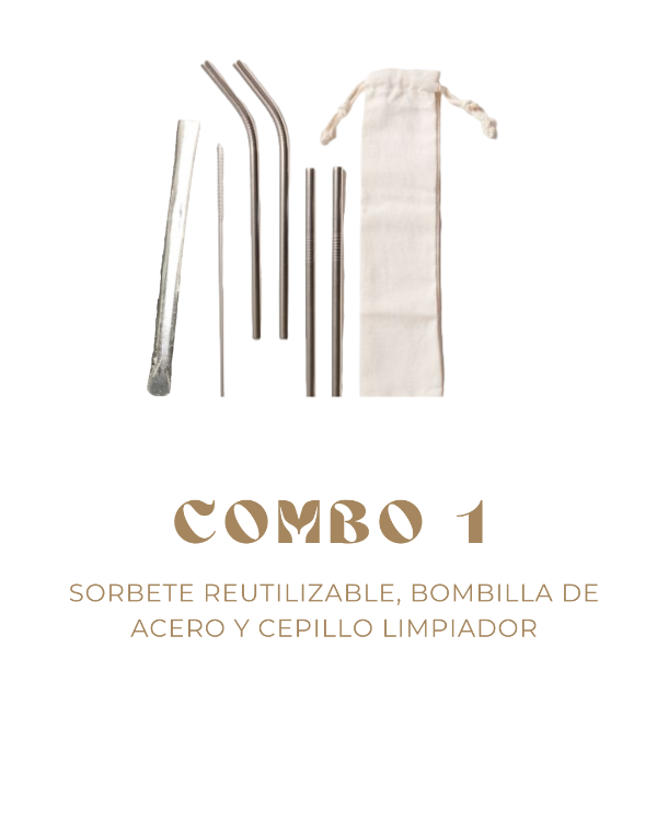 Producto - Sorbete de Aluminio Pulido Reutilizable con Cepillo Limpiador