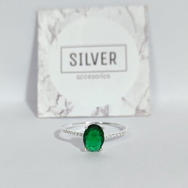 Producto - Anillo Cubic Oval verde t19 P