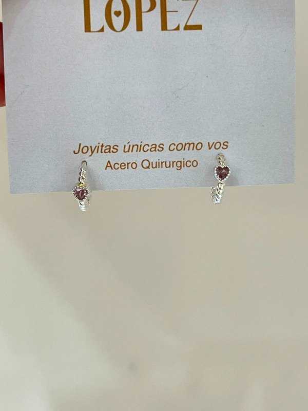 Producto - ARGOLLA CON CORAZON DE CRISTAL ROSA