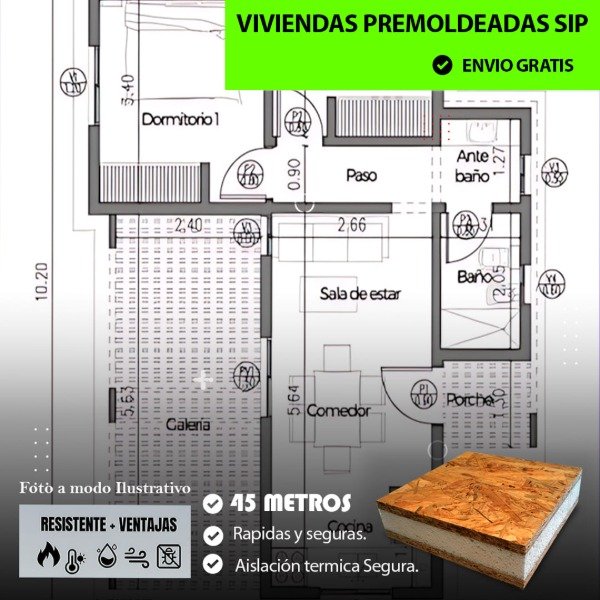 Producto - PREMOLDEADA 45 METROS CUADRADOS "Proyectos a medida, precios imbatibles."