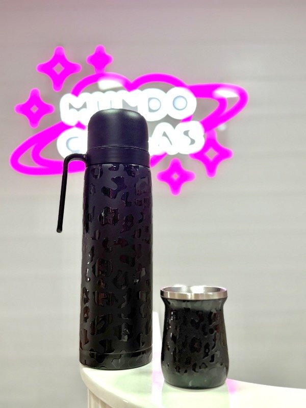 Producto - Set de mate animal print negro