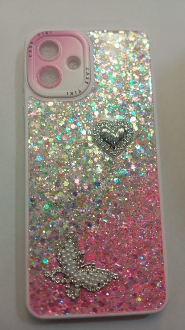 Producto - Funda con glitter y charms Rosa para Samsung A07