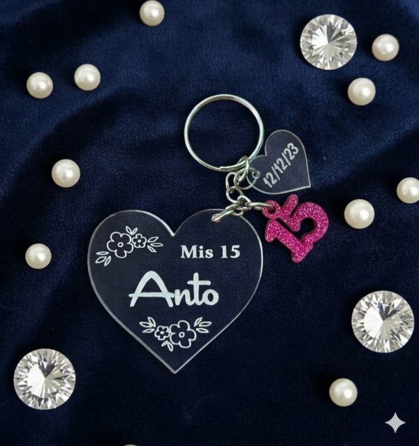 Producto - llavero corazon + numero x 10 unid.