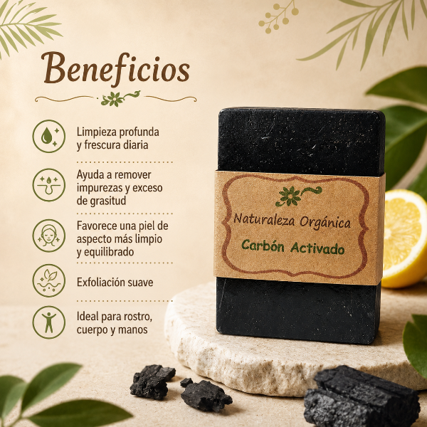 Producto - Jabón de Carbón Activado - Limpieza Profunda, Detox y Frescura Renovada - 1