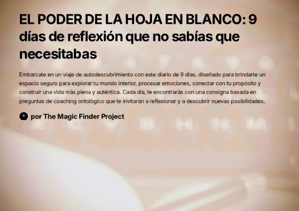 Producto - EL PODER DE LA HOJA EN BLANCO: 9 días de reflexión que no sabías que necesitabas