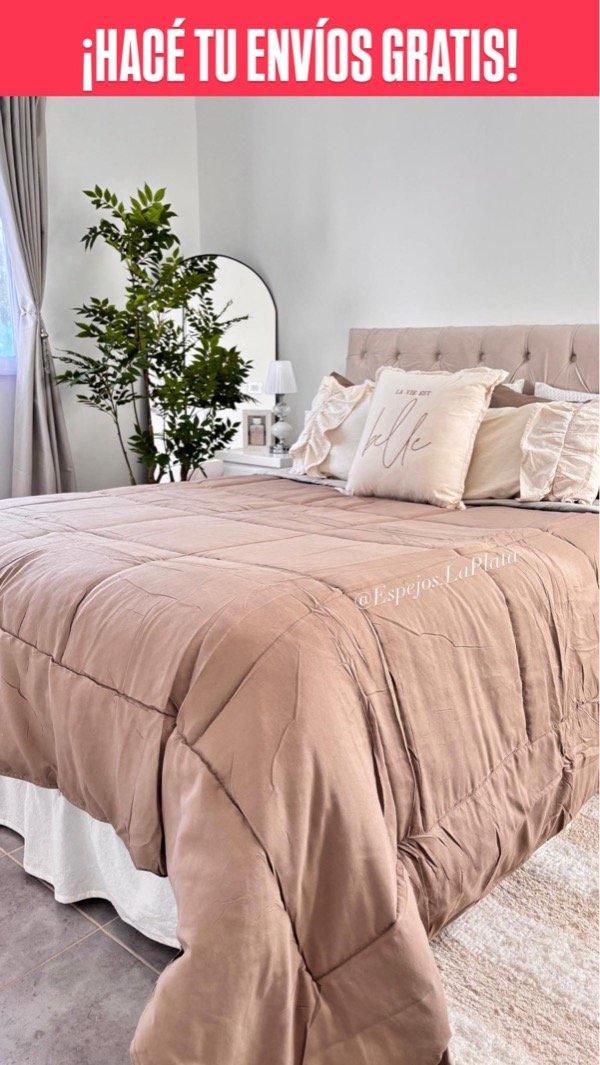 Producto - ENVÍO GRATIS - SIMIL PLUMON REVERSIBLE - 2 PLAZAS/ 2 1/2 Y QUEEN - TOSTADO