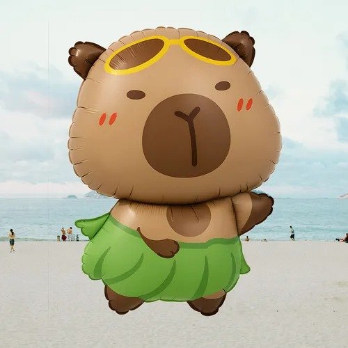 Producto - GLOBO METALIZADO SILUETA GRANDE 70X45CM CAPIBARA ANTEOJOS POLLERA HAWAIANA X 1U