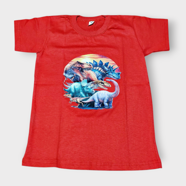 Producto - Remera Niño Estampa Dino Rojo T4 T12
