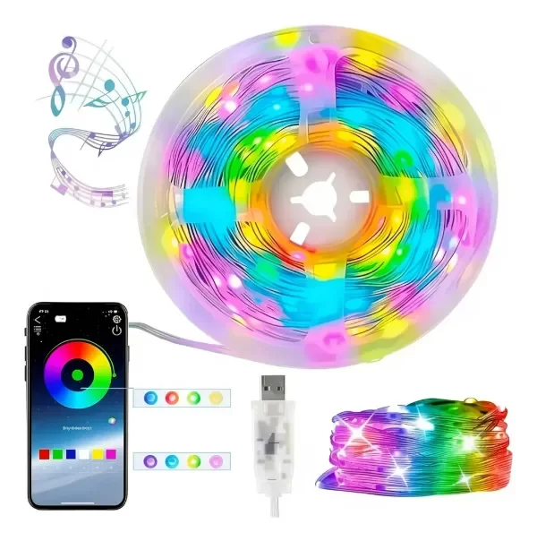 Producto - Tira Led Rgb 10m Usb Audiorritmica Bluetooth