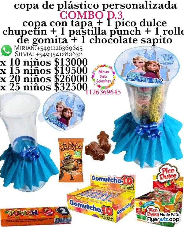 Producto - Souvenir copa con tapa y golosinas D.3 princesas de disney