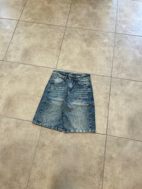 Producto - JORT BAGGY STRASS CRUZ CELESTE