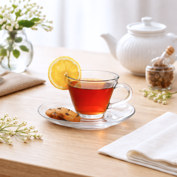 Producto - SET X2 TAZA DE VIDRIO CON PLATO 180ML