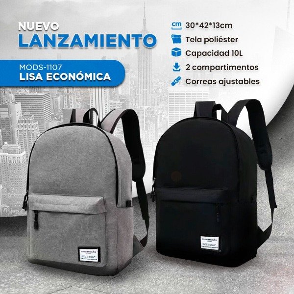 Producto - Mochila Económica Lisa Negro - 2