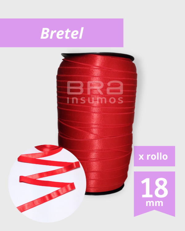Producto - Bretel 18 mm Rasado - Rojo (x Rollo)