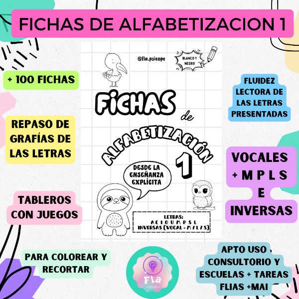 Producto - Fichas de Alfabetización 1 B y N