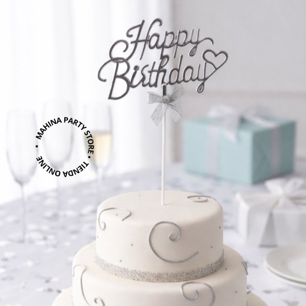 Producto - Topper Happy Birthday Plata