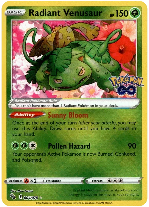 Producto - Radiant Venusaur - 004/078 - Pokemon Go - Holo