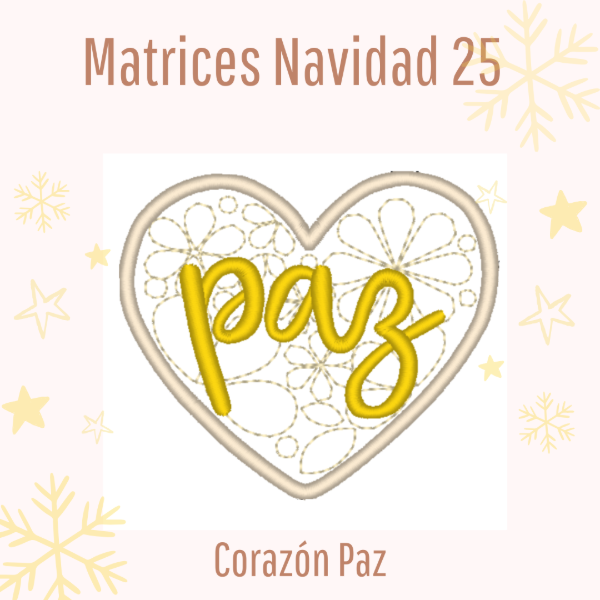 Producto - Matriz de Bordado - Corazón Paz - Adorno Navidad 2025 - Estilo ITH