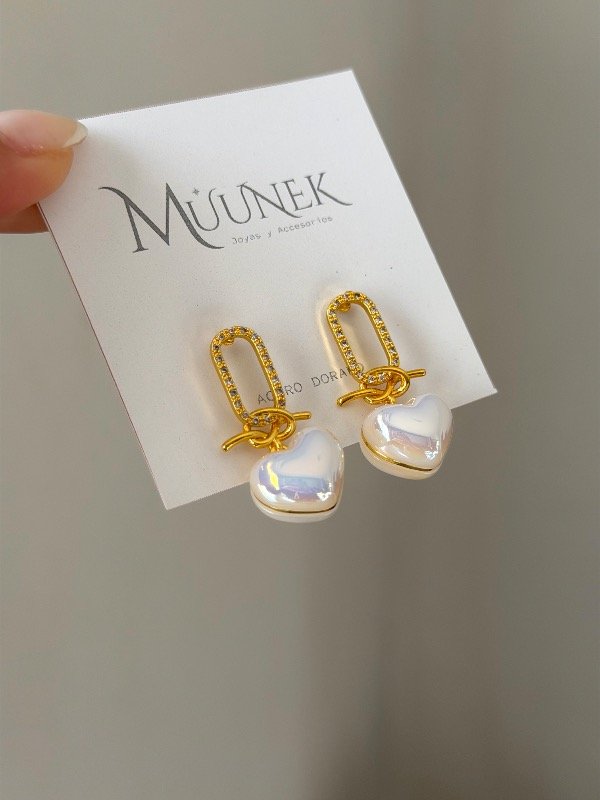 Producto - Aros dorados mery heart white - 0