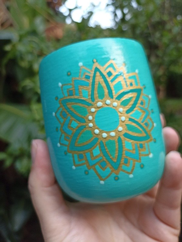 Producto - Mate mandala verde y dorado (EN STOCK)