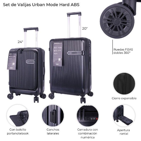 Producto - Valija Urban Mode Hard ABS Negro 20 pulg 399871