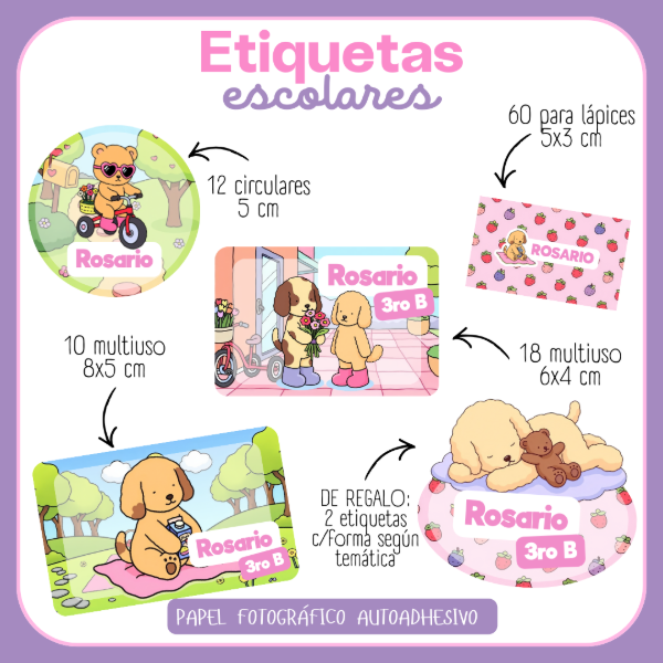 Producto - ETIQUETAS ESCOLARES AUTOADHESIVAS TROQUELADAS