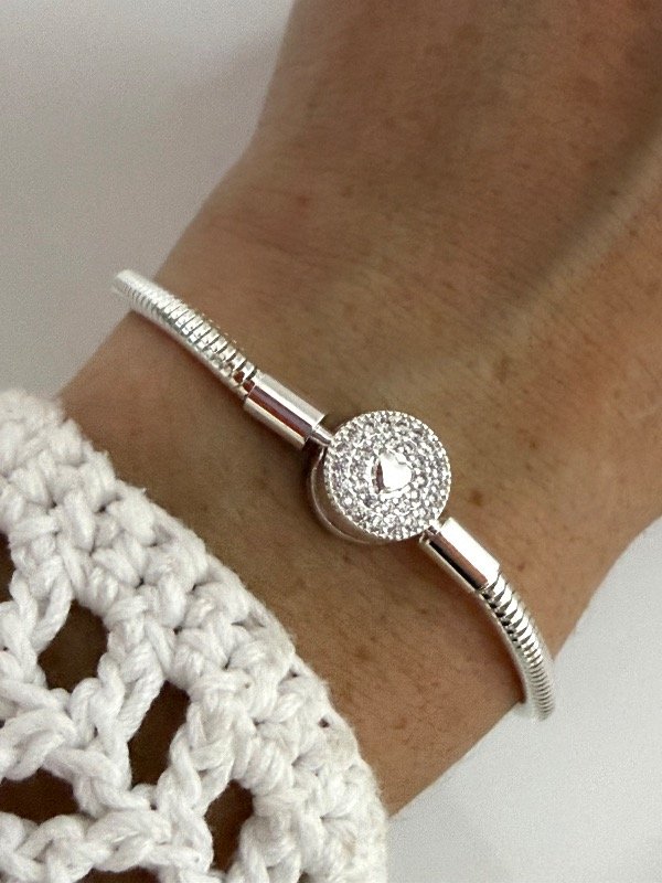 Producto - PB1277 Pulsera Pandora cierre círculo con mini corazón y micropave
