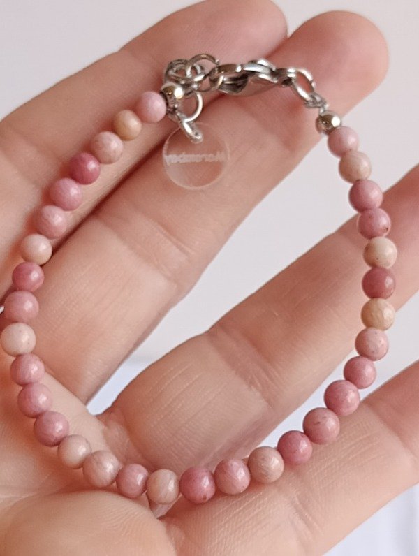 Producto - Pulsera piedras rodonitas acero