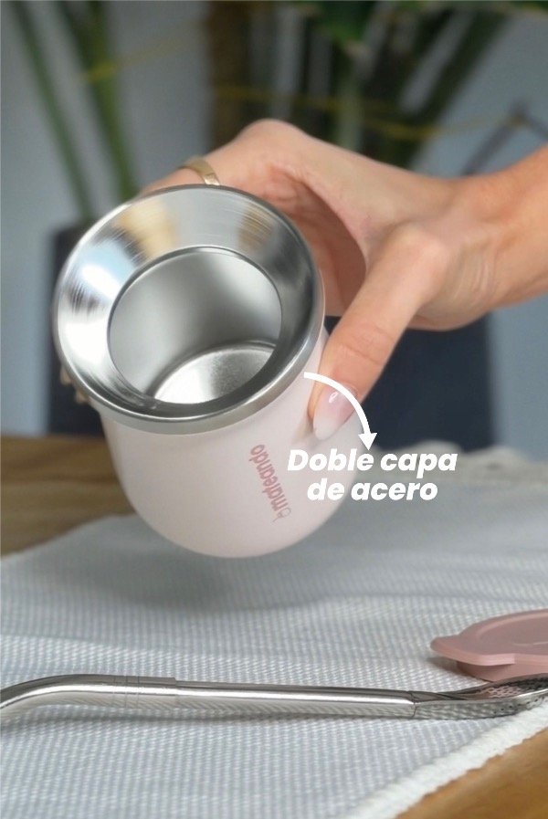 Producto - MATE MATEANDO FLOW DE ACERO TERMICO 236 ML CON TAPA ANTIDERRAME ROSA - 6