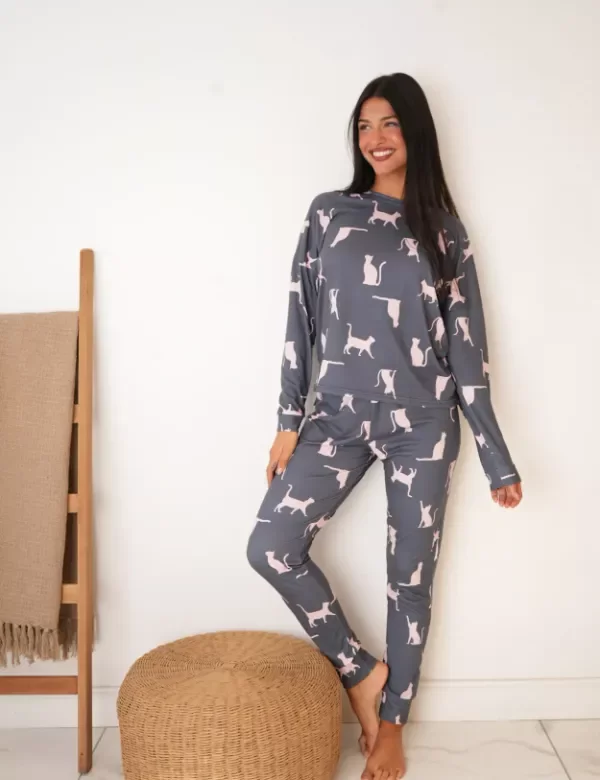 Producto - Pijama gatitos gris