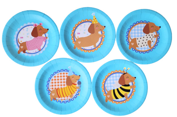 Producto - Perro Salchicha Plato Descartables X 5 Unidades - 0