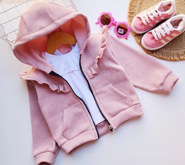 Producto - Campera wafle con plush dentro - Rosa viejo