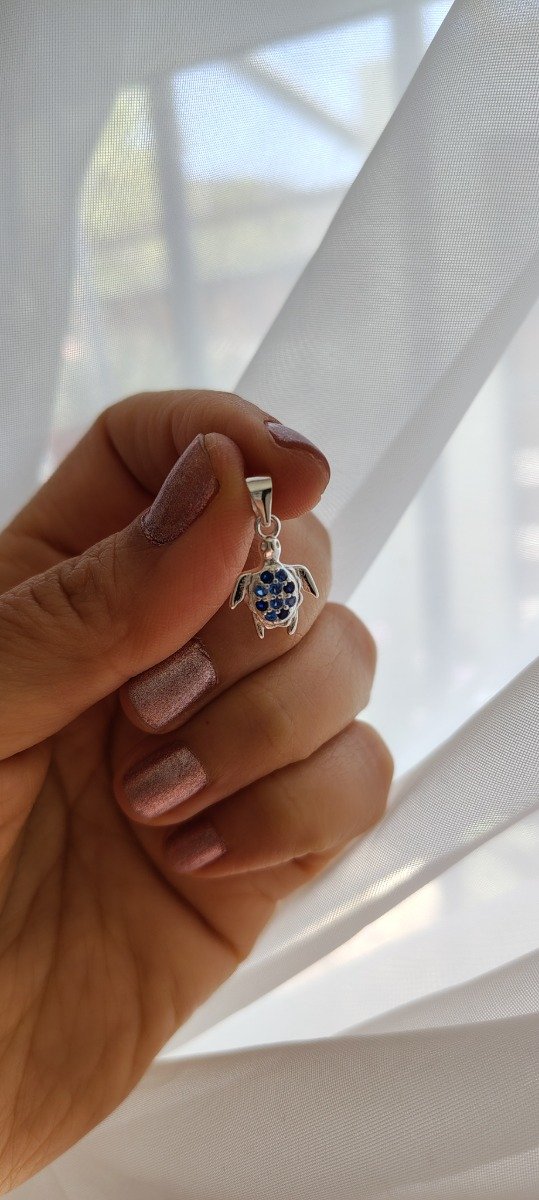 Producto - Dije Tortuga Marina con Circones azules