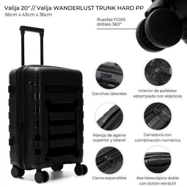 Producto - VALIJA CARRY ON WANDERLUST TRUNK HARD PP NEGRA 20" 441553