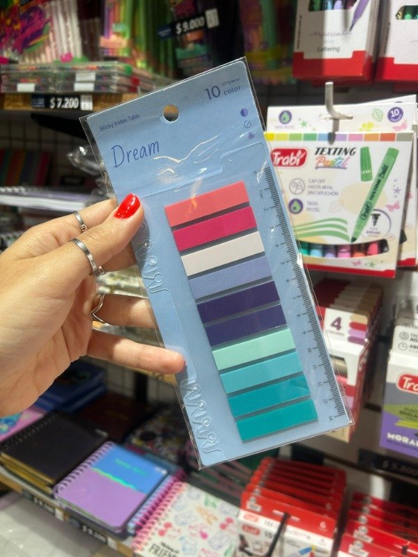 Producto - Post Its "Dream" con Regla p/Cuaderno 10 tonos