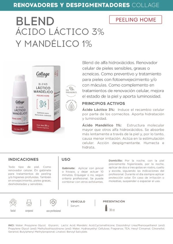 Producto - Collage Peeling Acido Blend Lactico 3 Mandelico 1 30ml