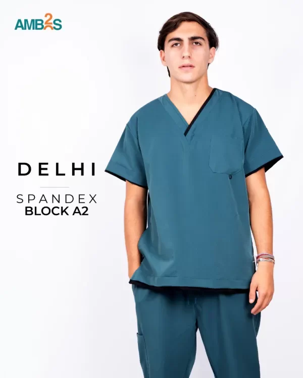 Producto - DELHI SPANDEX BLOCK A2 Verde Petroleo con Negro