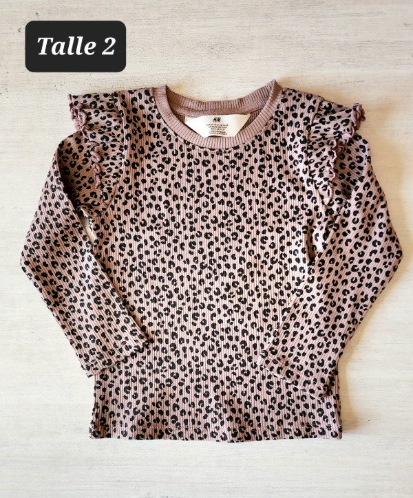 Producto - Remera manga larga HyM talle 2 morley print chocolate