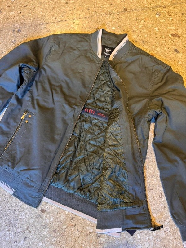 Producto - Campera gabardina verde cuello bomber