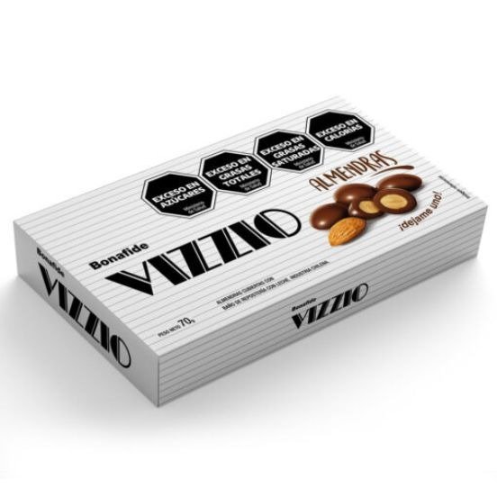 Producto - Almendras con Baño de Chocolate Vizzio en Estuche x70grs (Bonafide)