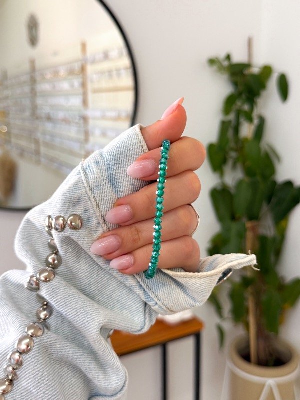 Producto - Pulsera acero quirúrgico mostacillas verdes