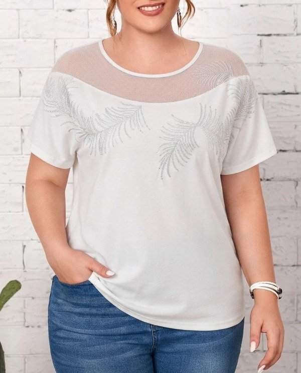 Producto - REMERON BLUSA CURVY CON TULL Y STRASS